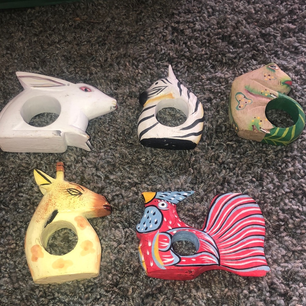 Hand made hand painted wood napkin rings